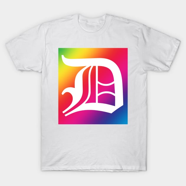 Rainbow White Letter D T-Shirt by Ven0mBlast